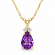 Pear Amethyst & Diamond Solitaire Pendant 14k Yellow Gold (2.05ct)