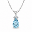 Pear Aquamarine & Diamond Solitaire Pendant 14k White Gold (1.05ct)