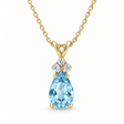 Pear Aquamarine & Diamond Solitaire Pendant 14k Yellow Gold (1.05ct)