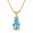Pear Aquamarine & Diamond Solitaire Pendant 14k Yellow Gold (2.05ct)