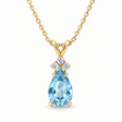 Pear Lab Aquamarine & Lab Diamond Solitaire Pendant 14k Yellow Gold (1.05ct)