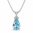 Pear Lab Aquamarine & Lab Diamond Solitaire Pendant 14k White Gold (2.05ct)