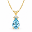 Pear Lab Aquamarine & Lab Diamond Solitaire Pendant 14k Yellow Gold (2.05ct)