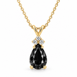 Pear Black Diamond & White Diamond Solitaire Pendant 14k Yellow Gold (2.05ct)