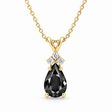Pear Lab Black Diamond & Lab Diamond Solitaire Pendant 14k Yellow Gold (1.05ct)