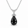 Pear Lab Black Diamond & Lab Diamond Solitaire Pendant 14k White Gold (2.05ct)