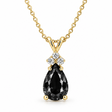 Pear Lab Black Diamond & Lab Diamond Solitaire Pendant 14k Yellow Gold (2.05ct)