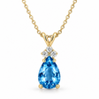 Pear Blue Topaz & Diamond Solitaire Pendant 14k Yellow Gold (2.05ct)