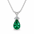 Pear Emerald & Diamond Solitaire Pendant 14k White Gold (1.05ct)