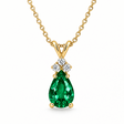 Pear Emerald & Diamond Solitaire Pendant 14k Yellow Gold (1.05ct)