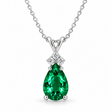 Pear Emerald & Diamond Solitaire Pendant 14k White Gold (2.05ct)