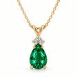 Pear Lab Emerald & Lab Diamond Solitaire Pendant 14k Yellow Gold (2.05ct)