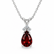 Pear Garnet & Diamond Solitaire Pendant 14k White Gold (1.05ct)