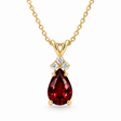 Pear Garnet & Diamond Solitaire Pendant 14k Yellow Gold (1.05ct)