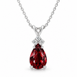 Pear Garnet & Diamond Solitaire Pendant 14k White Gold (2.05ct)