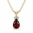 Pear Lab Garnet & Diamond Solitaire Pendant 14k Yellow Gold (1.05ct)