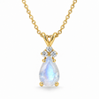 Pear Moonstone & Diamond Solitaire Pendant 14k Yellow Gold (1.05ct)