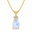 Pear Moonstone & Diamond Solitaire Pendant 14k Yellow Gold (2.05ct)