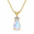 Pear Lab Moonstone & Lab Diamond Solitaire Pendant 14k Yellow Gold (1.05ct)