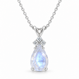 Pear Lab Moonstone & Lab Diamond Solitaire Pendant 14k White Gold (2.05ct)
