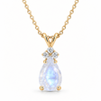 Pear Lab Moonstone & Lab Diamond Solitaire Pendant 14k Yellow Gold (2.05ct)