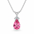 Pear Pink Sapphire & Diamond Solitaire Pendant 14k White Gold (1.05ct)