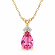 Pear Pink Sapphire & Diamond Solitaire Pendant 14k Yellow Gold (2.05ct)