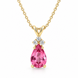 Pear Lab Pink Sapphire & Lab Diamond Solitaire Pendant 14k Yellow Gold (1.05ct)