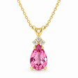 Pear Lab Pink Sapphire & Lab Diamond Solitaire Pendant 14k Yellow Gold (2.05ct)