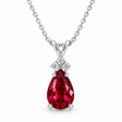 Pear Ruby and Diamond Solitaire Pendant Necklace 14k White Gold (2.05ct)