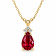 Pear Ruby and Diamond Solitaire Pendant Necklace 14k Yellow Gold (2.05ct)