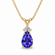 Pear Tanzanite & Diamond Solitaire Pendant 14k Yellow Gold (1.05ct)
