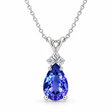 Pear Tanzanite & Diamond Solitaire Pendant 14k White Gold (2.05ct)