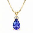 Pear Tanzanite & Diamond Solitaire Pendant 14k Yellow Gold (2.05ct)