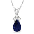 Pear Sapphire & Lab Diamond Solitaire Pendant 14k White Gold (0.75ct)