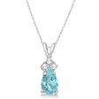 Pear Lab Aquamarine & Lab Diamond Solitaire Pendant 14k White Gold (0.75ct)