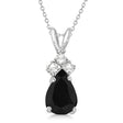 Pear Black Diamond & Diamond Solitaire Pendant 14k White Gold (0.75ct)