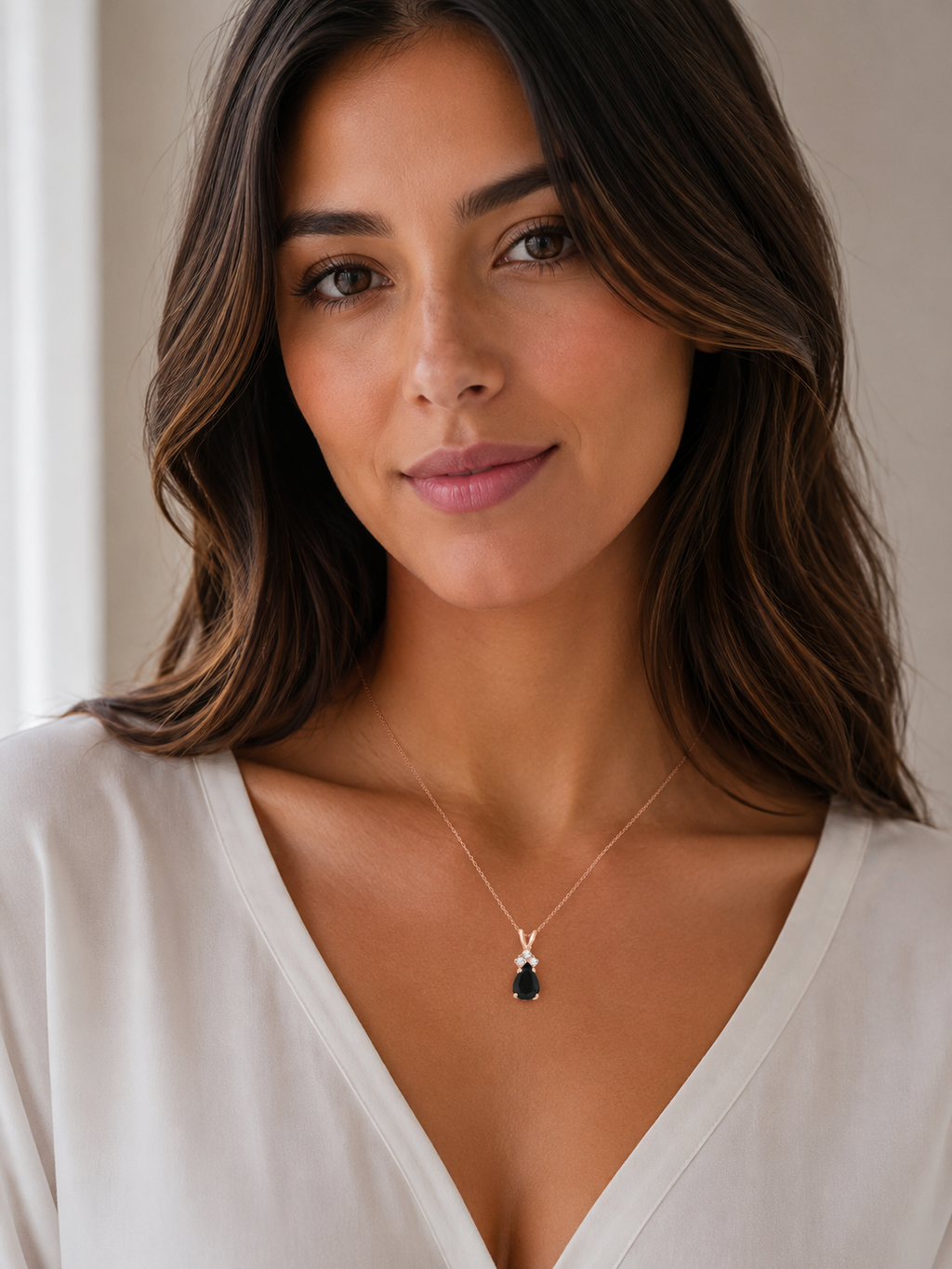 Pear Black Lab Diamond & Lab Diamond Solitaire Pendant 14k Yellow Gold (0.75ct)