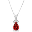 Pear Lab Garnet & Lab Diamond Solitaire Pendant 14k White Gold (0.75ct)