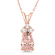 Pear Lab Morganite & Lab Diamond Solitaire Pendant 14k Rose Gold (0.75ct)