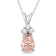Pear Lab Morganite & Lab Diamond Solitaire Pendant 14k White Gold (0.75ct)