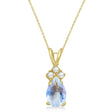 Pear Lab Moonstone & Lab Diamond Solitaire Pendant 14k Yellow Gold (0.75ct)