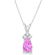 Pear Lab Pink Sapphire & Lab Diamond Solitaire Pendant 14k White Gold (0.75ct)