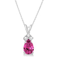 Pear Lab Pink Tourmaline & Lab Diamond Solitaire Pendant 14k White Gold (0.75ct)