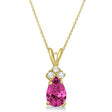 Pear Lab Pink Tourmaline & Lab Diamond Solitaire Pendant 14k Yellow Gold (0.75ct)