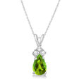Pear Peridot & Diamond Solitaire Pendant 14k White Gold (0.75ct)