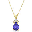 Pear Lab Tanzanite & Lab Diamond Solitaire Pendant 14k Yellow Gold (0.75ct)