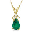 Pear Lab Emerald & Lab Diamond Solitaire Pendant 14k Yellow Gold (0.75ct)