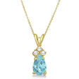 Pear Lab Aquamarine & Lab Diamond Solitaire Pendant 14k Yellow Gold (0.75ct)