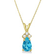 Pear Lab Blue Topaz & Lab Diamond Solitaire Pendant 14k Yellow Gold (0.75ct)